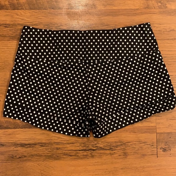 Stretchy Black & White Polka Dot Shorts - Picture 2 of 3